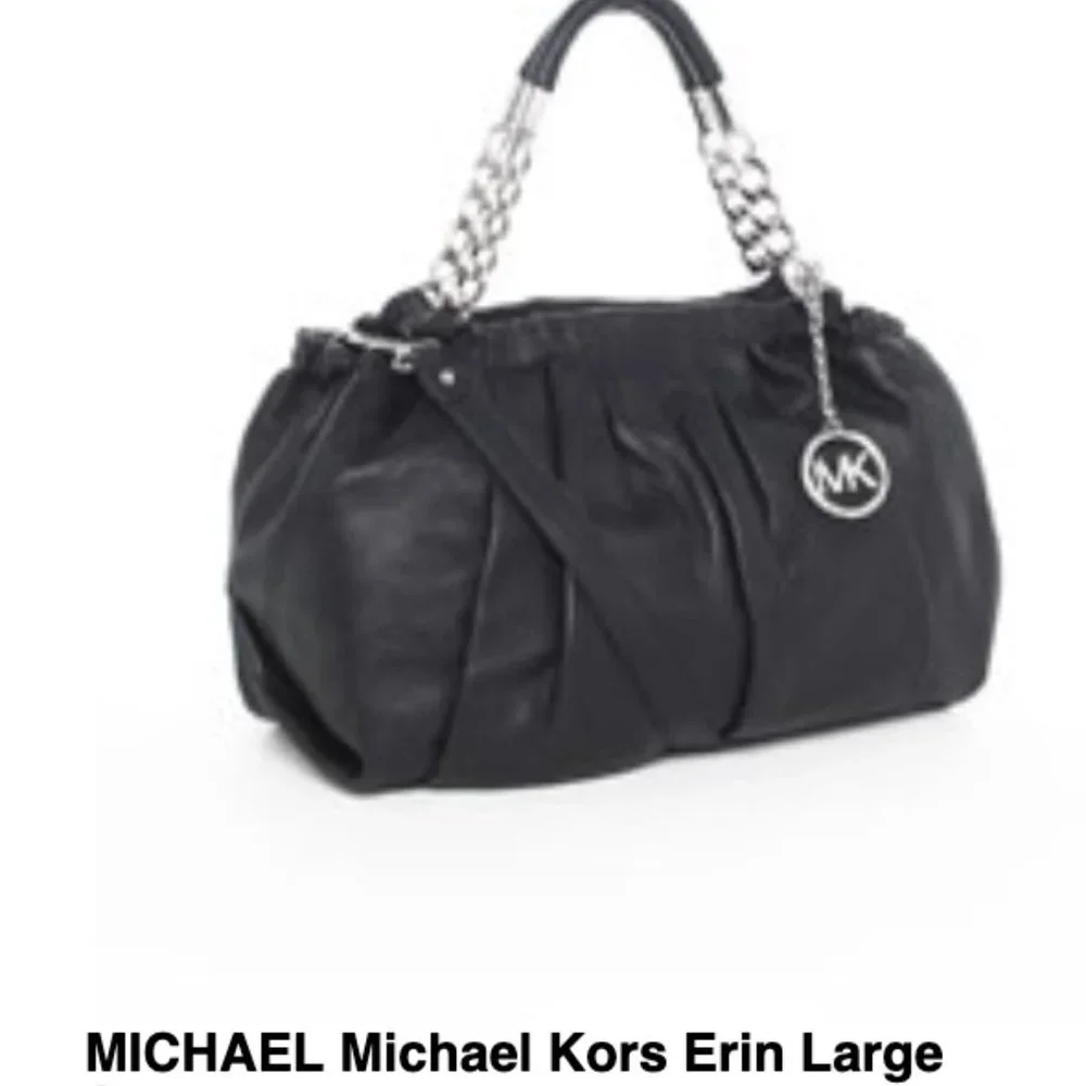 Michael Kors Erin Hobo Pleated Slouchy Leather Chain Strap Shoulder / Crossbody